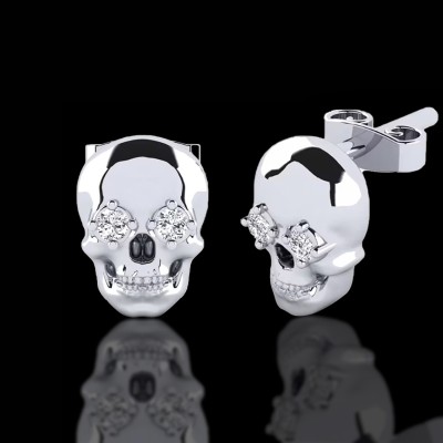 925S & VVS Moissanite Skull Earrings