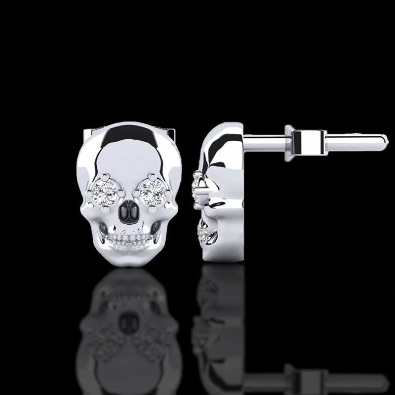 925S & VVS Moissanite Skull Earrings