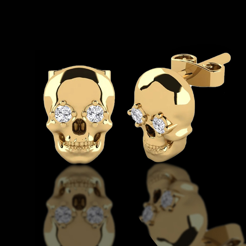 925S & VVS Moissanite Skull Earrings