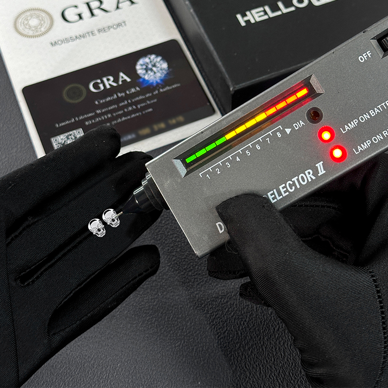 925S & VVS Moissanite Skull Earrings