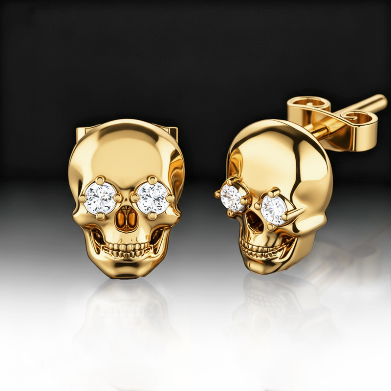 925S & VVS Moissanite Skull Earrings