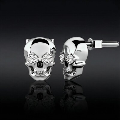 925S & VVS Moissanite Skull Earrings