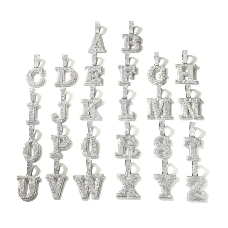 925S & VVS Moissanite Custom Double Layer Bold Letters Name/Number Pendant