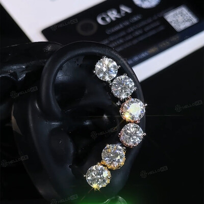 925S & VVS Moissanite Round&Baguette Cut Full Paved Earrings