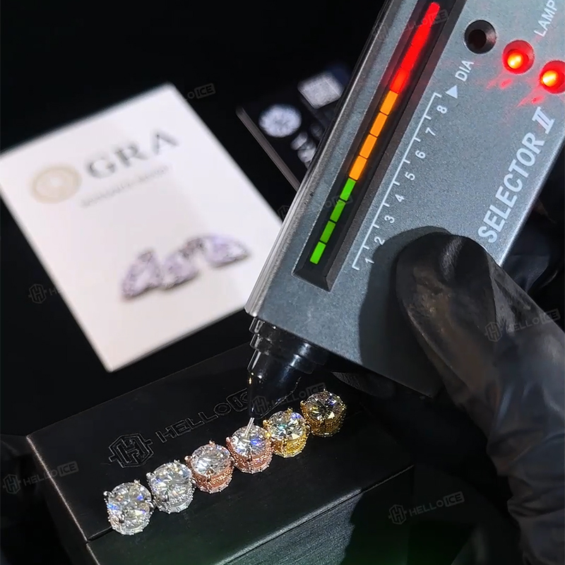 925S & VVS Moissanite Round&Baguette Cut Full Paved Earrings
