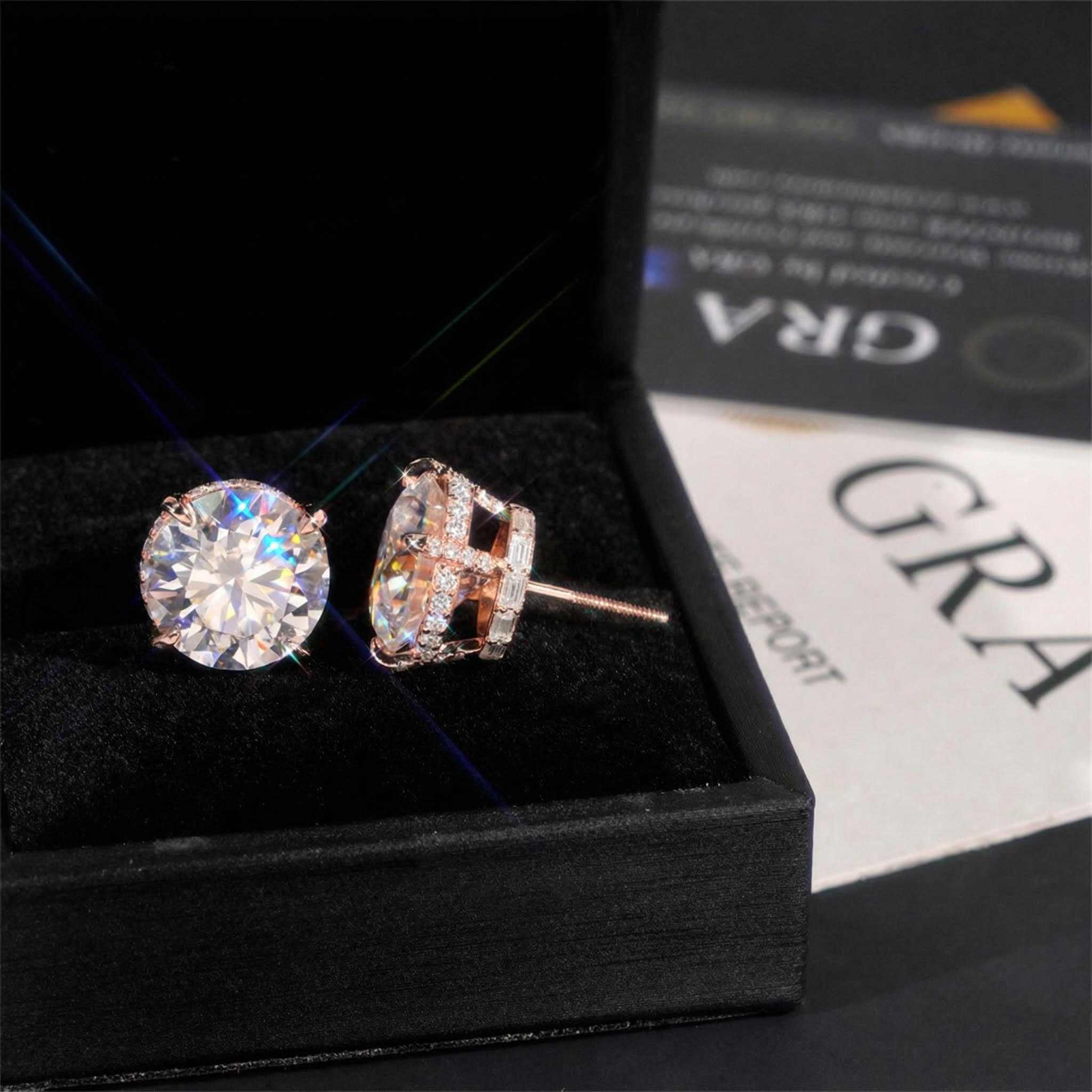 925S & VVS Moissanite Round&Baguette Cut Full Paved Earrings