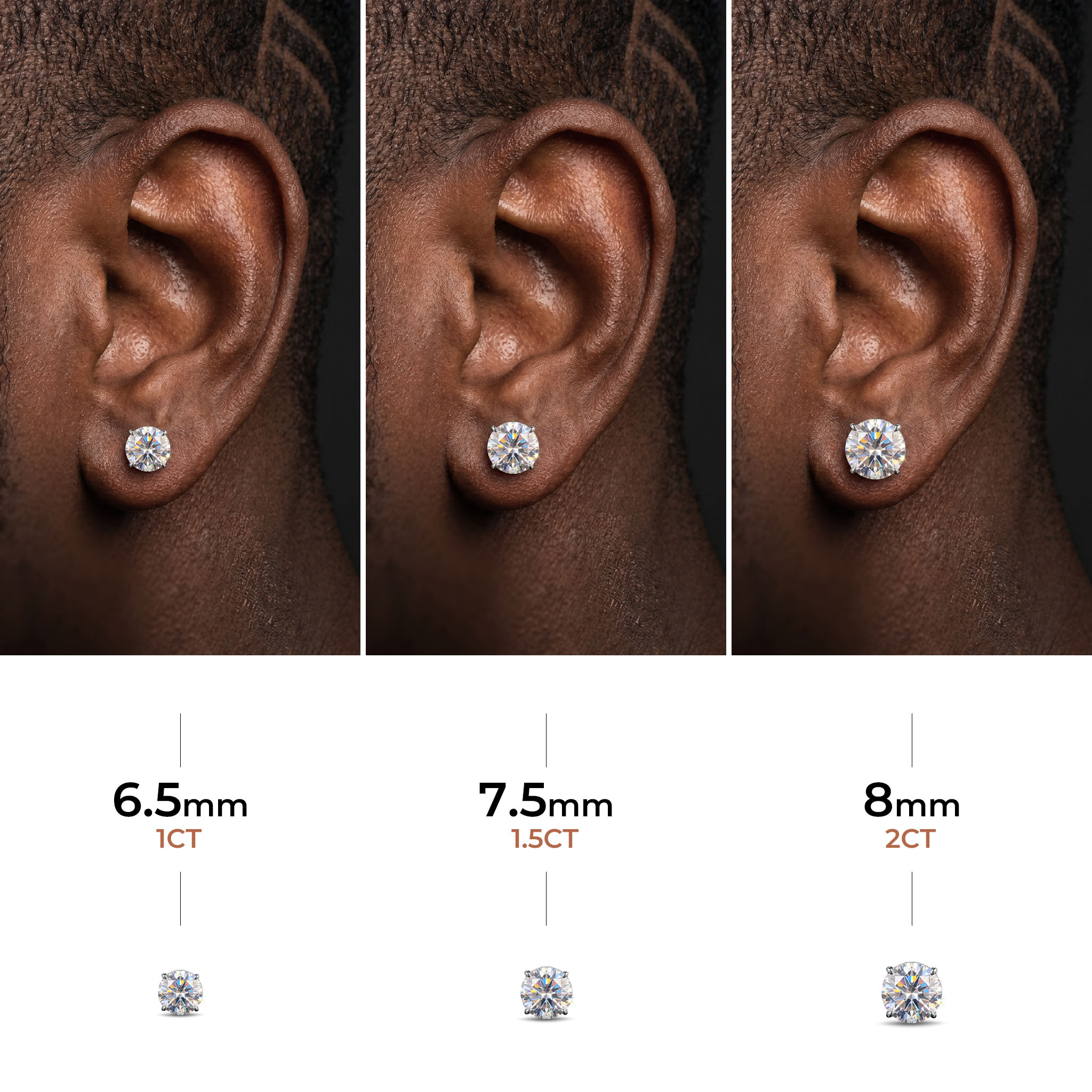 925 Silver & VVS1 Moissanite Round&Baguette Cut Full Paved Earrings 925 Silver & VVS1 Moissanite Round&Baguette Cut Full Paved Earrings