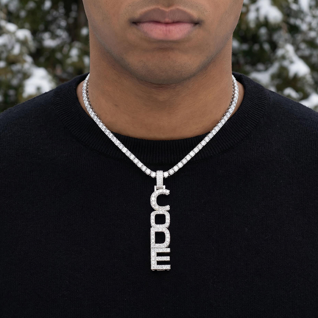 925S & VVS Moissanite Custom Vertical Letter Pendant