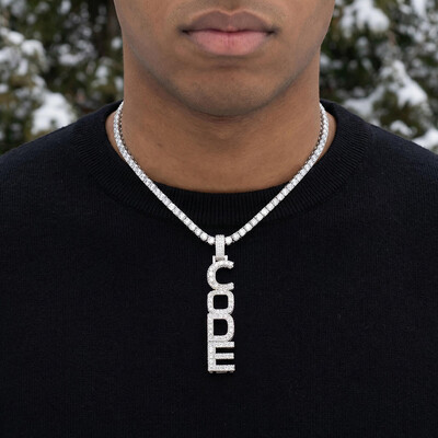 925S & VVS Moissanite Custom Vertical Letter Pendant