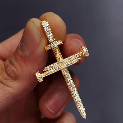 925S & VVS Moissanite Nail Cross Pendant