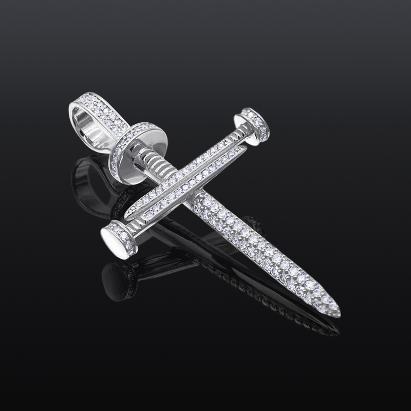 925S & VVS Moissanite Nail Cross Pendant