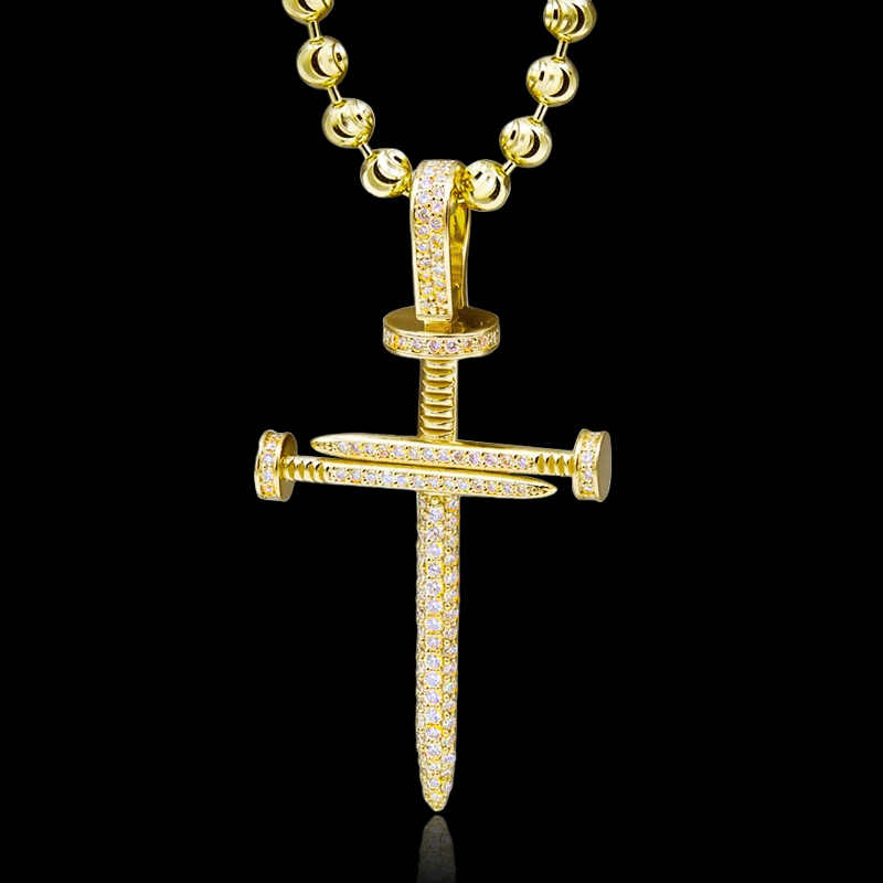 925S & VVS Moissanite Nail Cross Pendant