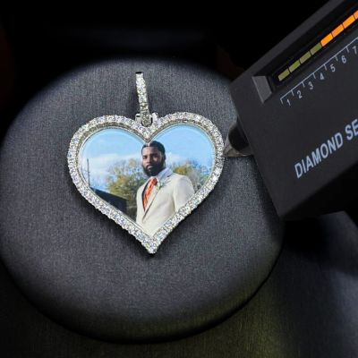 925S & VVS Moissanite Custom Love Heart Shaped Picture Pendant