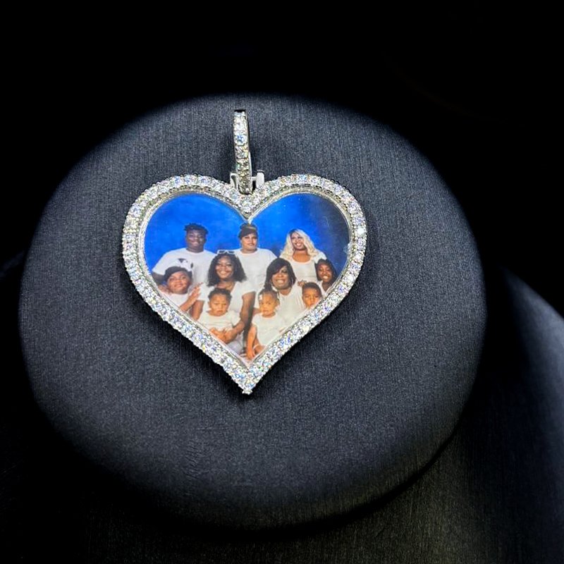 925S & VVS Moissanite Custom Love Heart Shaped Picture Pendant