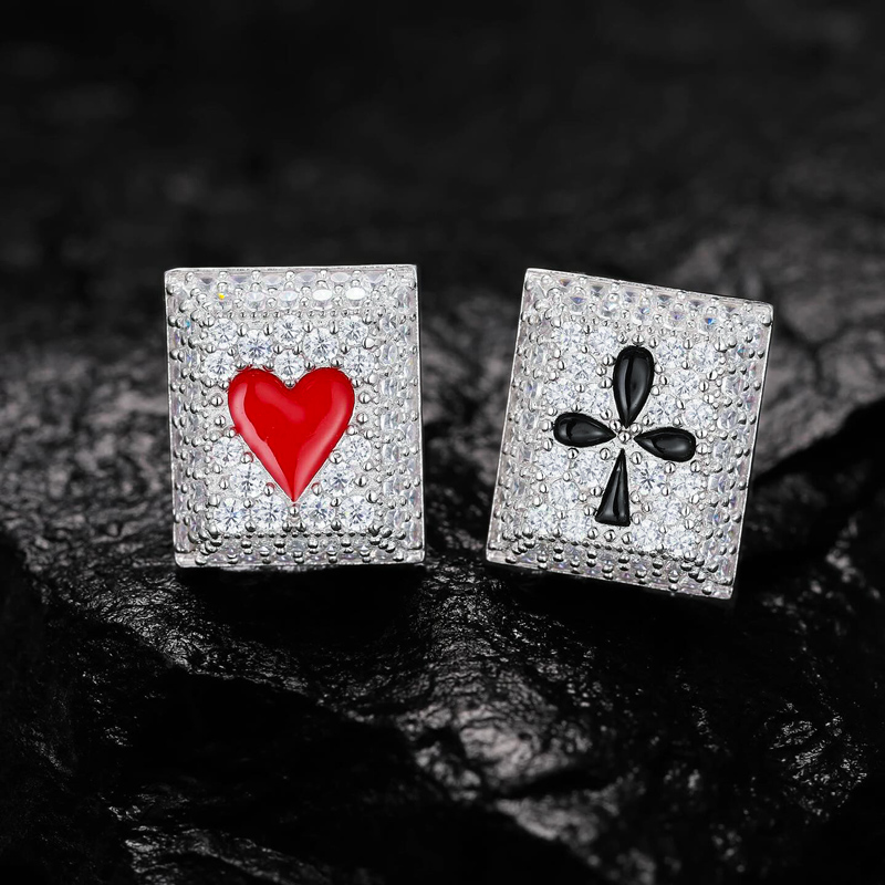 925S & VVS Moissanite Hearts and Clubs Earrings