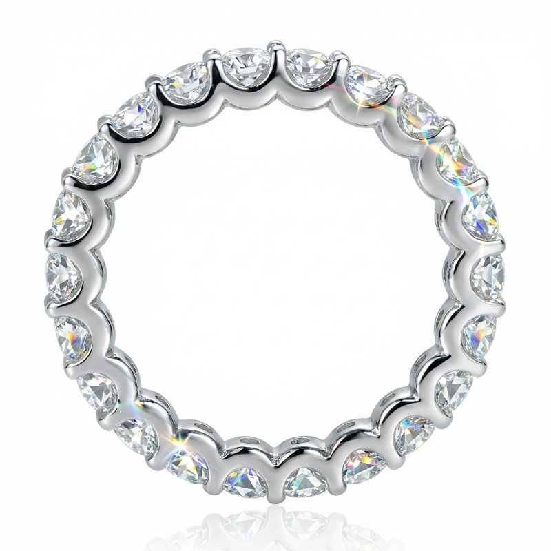 925S & VVS Moissanit 1.5mm/2mm/3mm Eternity Band Ring