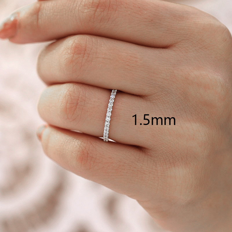 925S & VVS Moissanit 1.5mm/2mm/3mm Eternity Band Ring