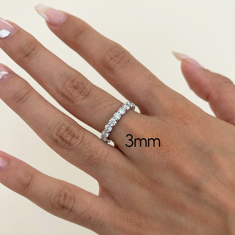 925S & VVS Moissanit 1.5mm/2mm/3mm Eternity Band Ring