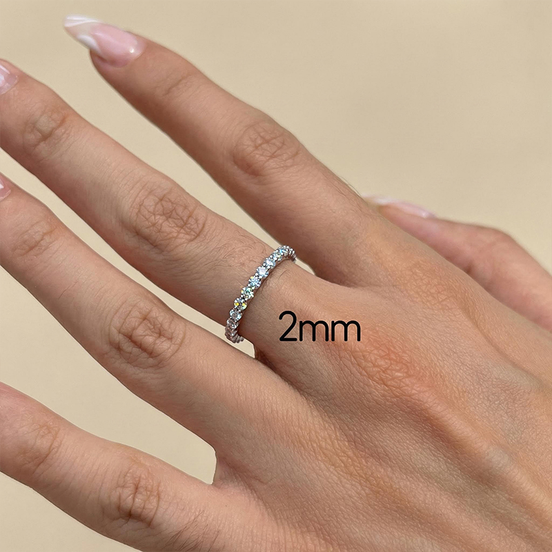 925S & VVS Moissanit 1.5mm/2mm/3mm Eternity Band Ring
