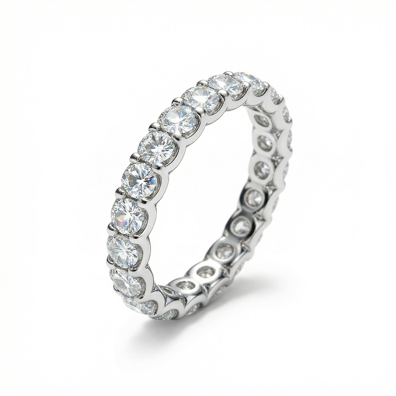925S & VVS Moissanit 1.5mm/2mm/3mm Eternity Band Ring