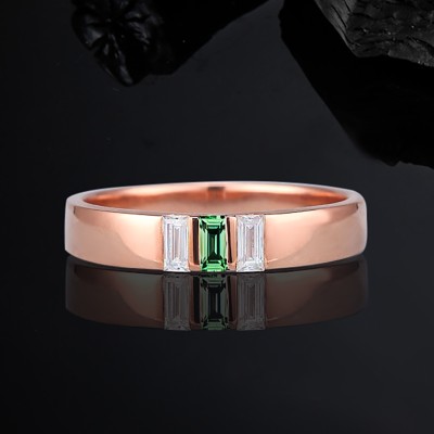 925S & VVS Moissanite 0.6CTW Emerald Wedding Band