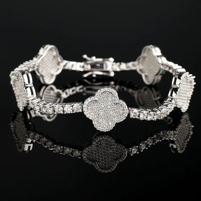 3mm 925S & VVS Moissanite Four Leaves Tennis Bracelet