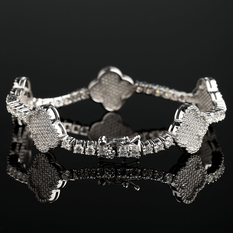 3mm 925S & VVS Moissanite Four Leaves Tennis Bracelet