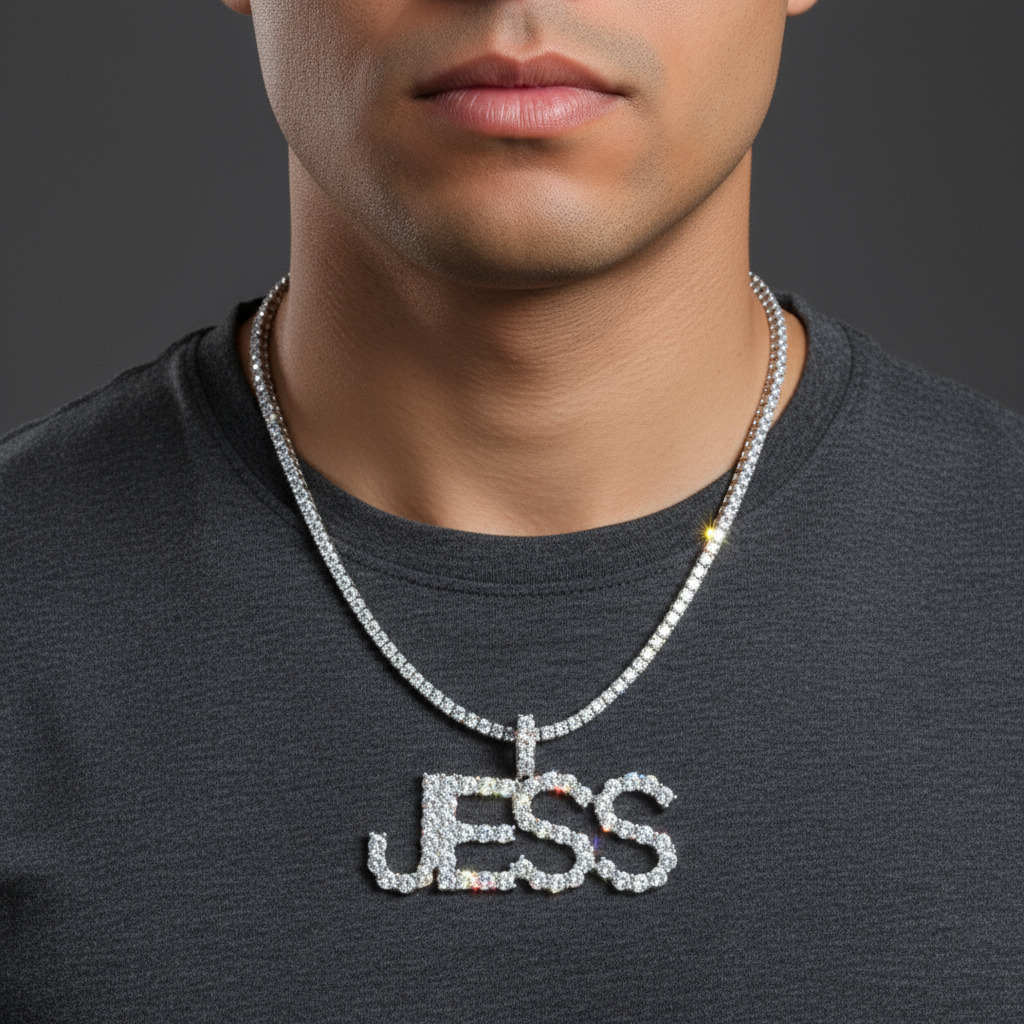 925S & VVS Moissanite 3mm Diamond Name Pendant