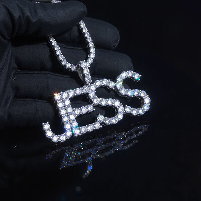 925S & VVS Moissanite 3mm Diamond Name Pendant