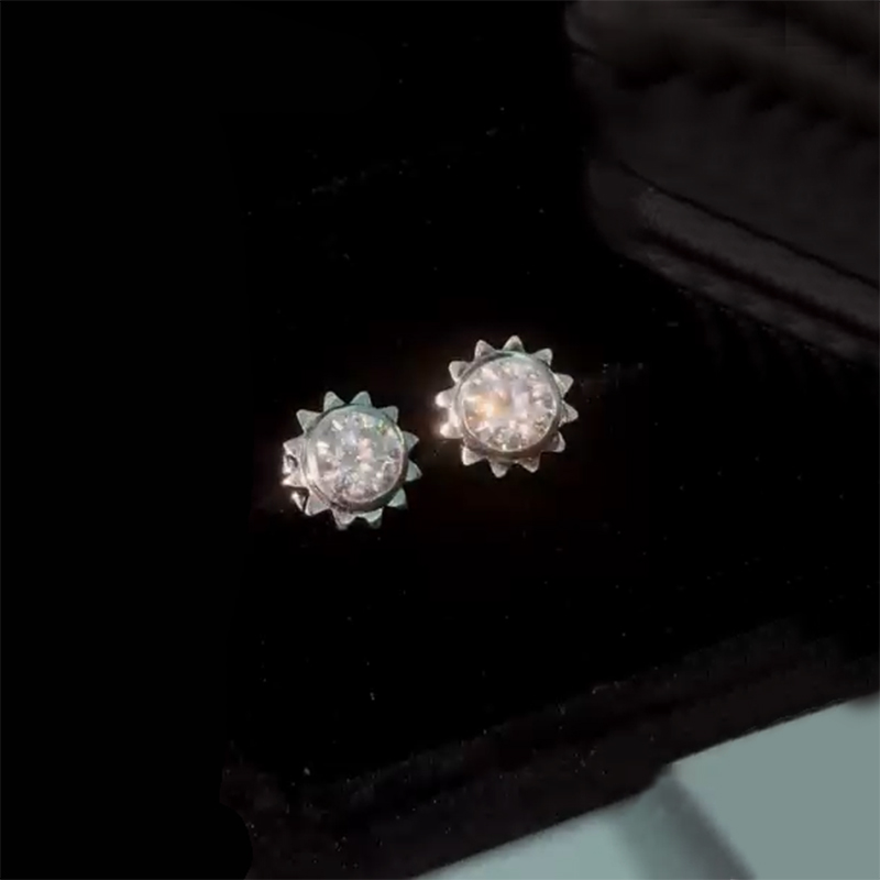 S925 & VVS Moissanite Round Cut Sun Earrings