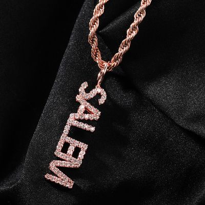 S925 & VVS Moissanite Custom Name Vertical Pendant