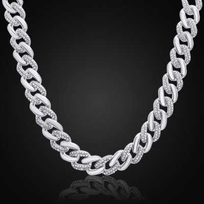 8mm 925S & VVS Moissanite Diamond Curb Link Chain