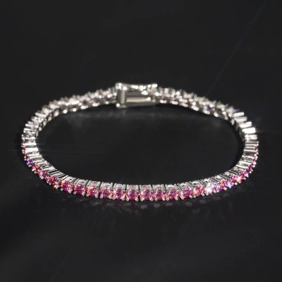 2mm 925S & VVS Moissanite Pink Tennis Bracelet