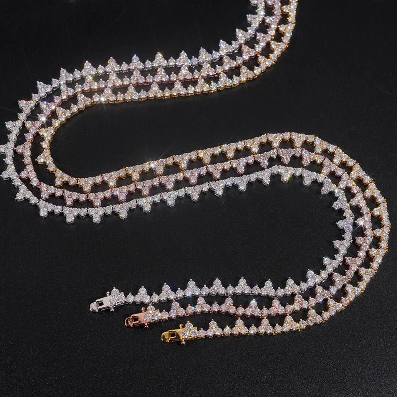 925S & VVS Moissanite Clover Tennis Chain