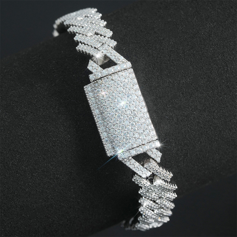 10mm 925S & VVS Moissanite Prong Cuban Link Bracelet