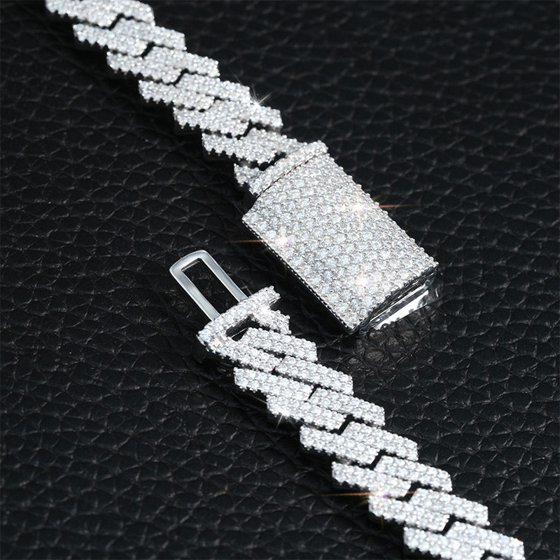 10mm 925S & VVS Moissanite Prong Cuban Link Bracelet