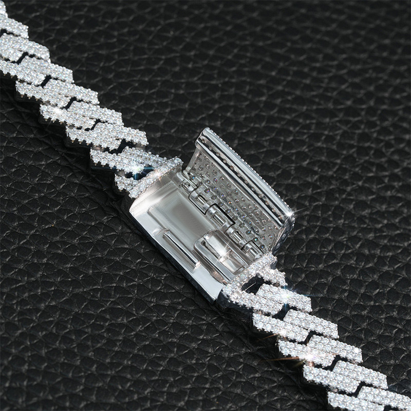 10mm 925S & VVS Moissanite Prong Cuban Link Bracelet