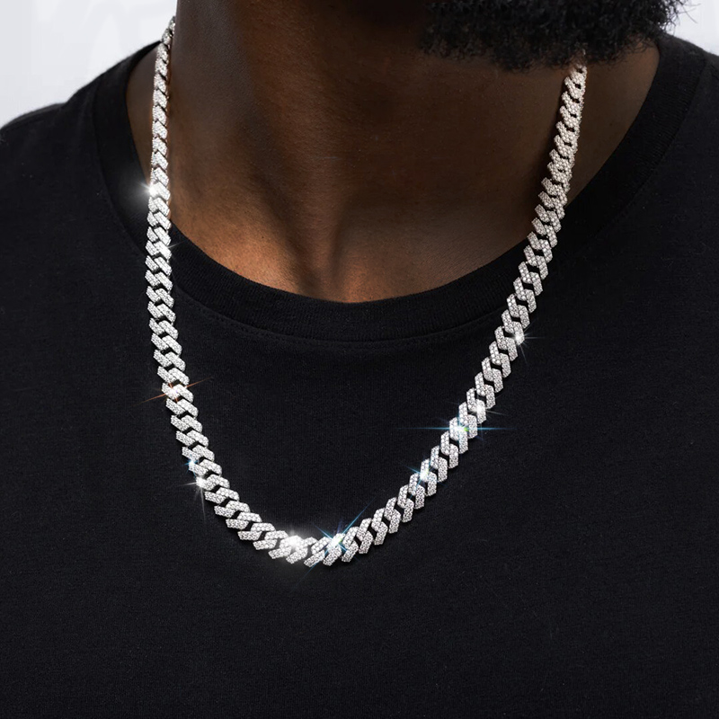 10mm 925S & VVS Moissanite Prong Cuban Link Chain