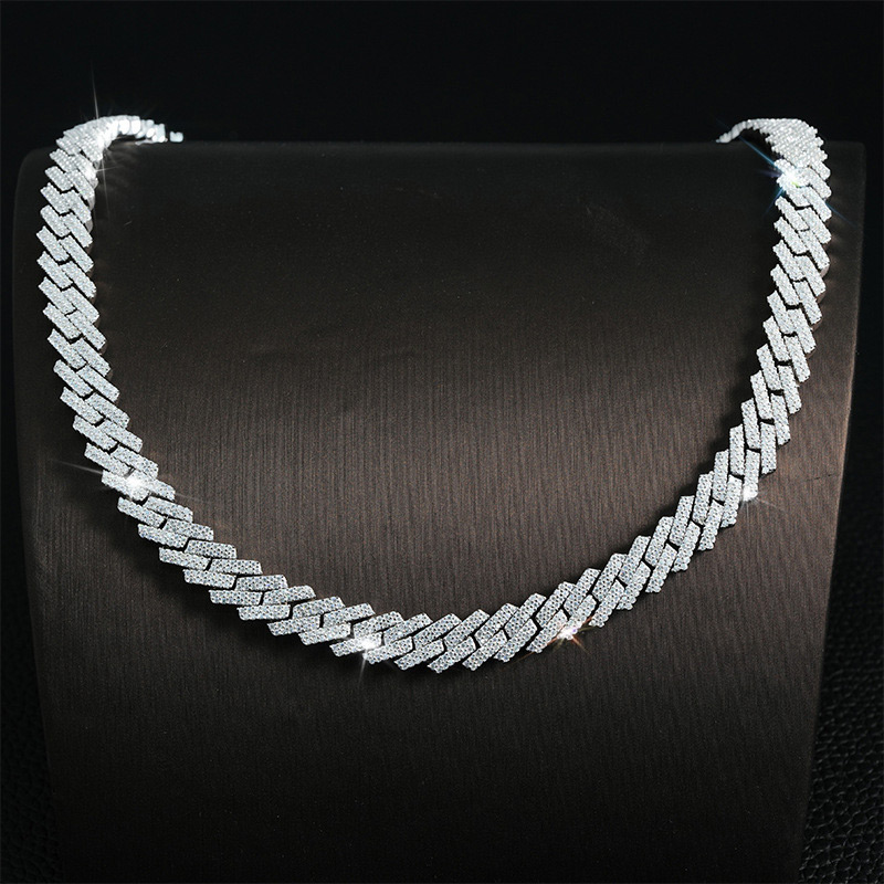 10mm 925S & VVS Moissanite Prong Cuban Link Chain