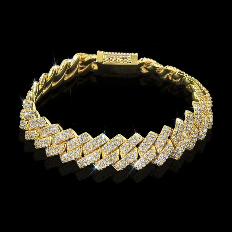 8mm-20mm 925S & VVS Moissanite Prong Cuban Link Bracelet