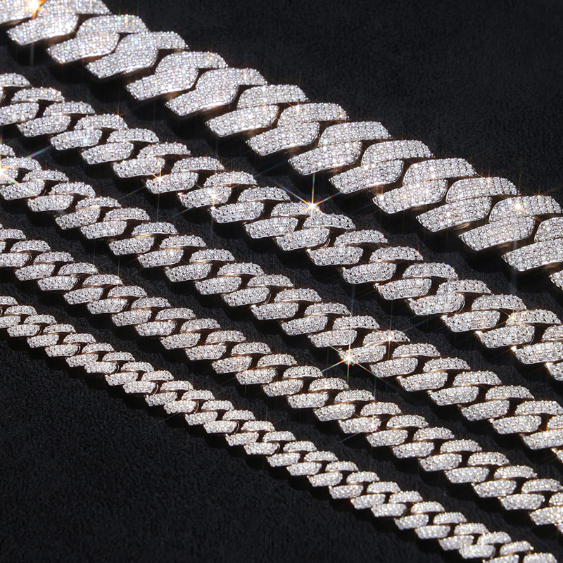 8mm-20mm 925S & VVS Moissanite Prong Cuban Link Bracelet