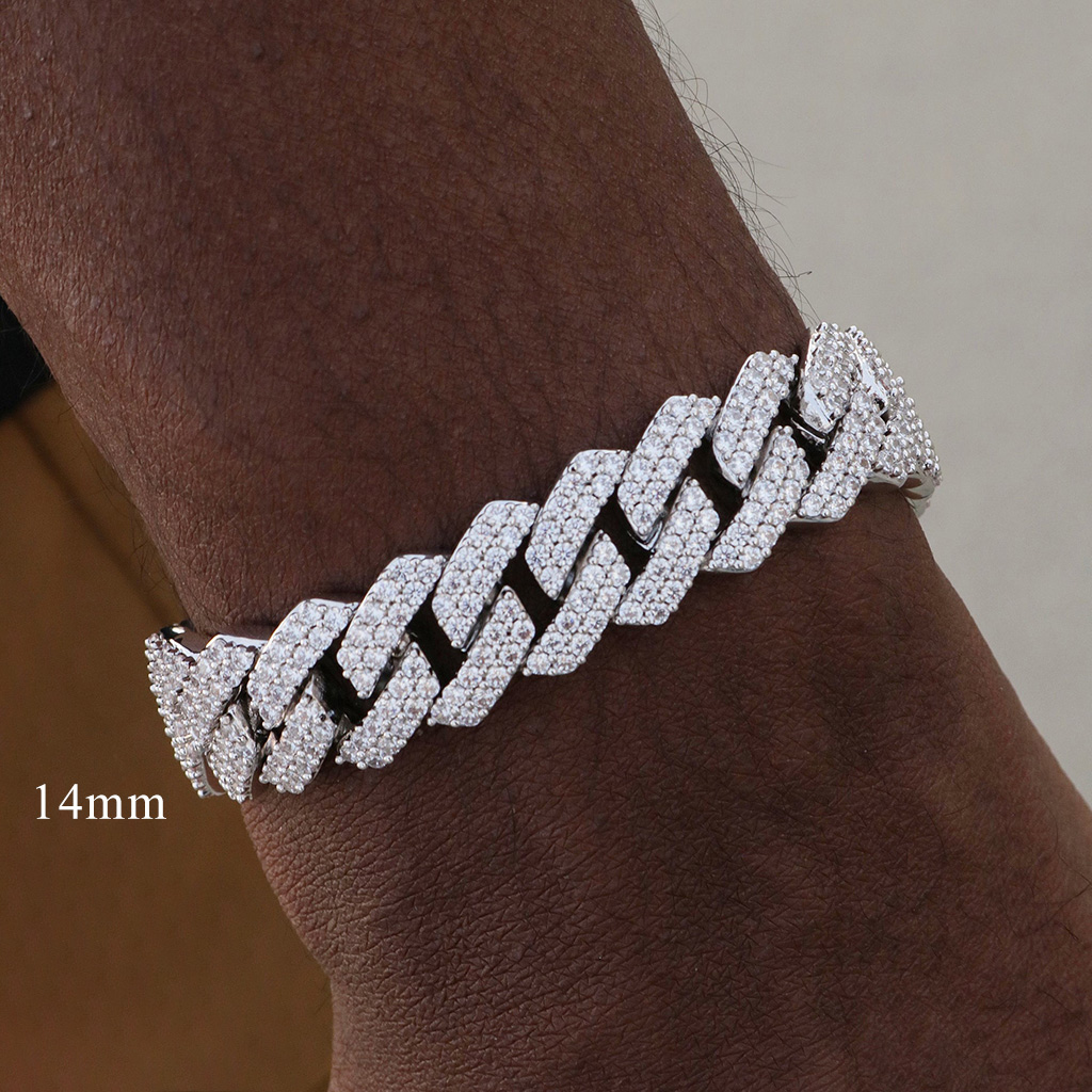 8mm-20mm 925S & VVS Moissanite Prong Cuban Link Bracelet