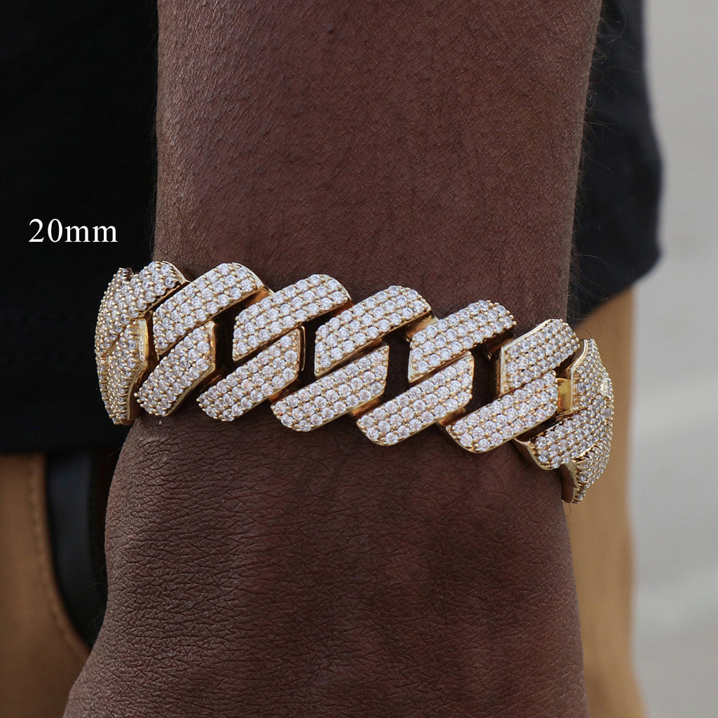 8mm-20mm 925S & VVS Moissanite Prong Cuban Link Bracelet