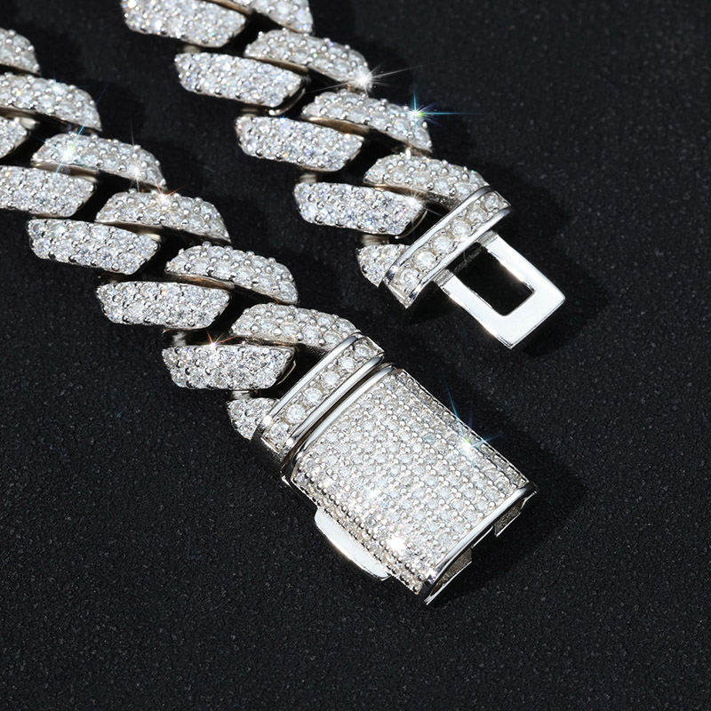 8mm-20mm 925S & VVS Moissanite Prong Cuban Link Chain