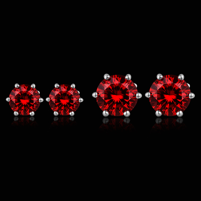 0.5Ct/1Ct Moissanite Ruby Brilliant Round Cut Stud Earrings in S925 Silver
