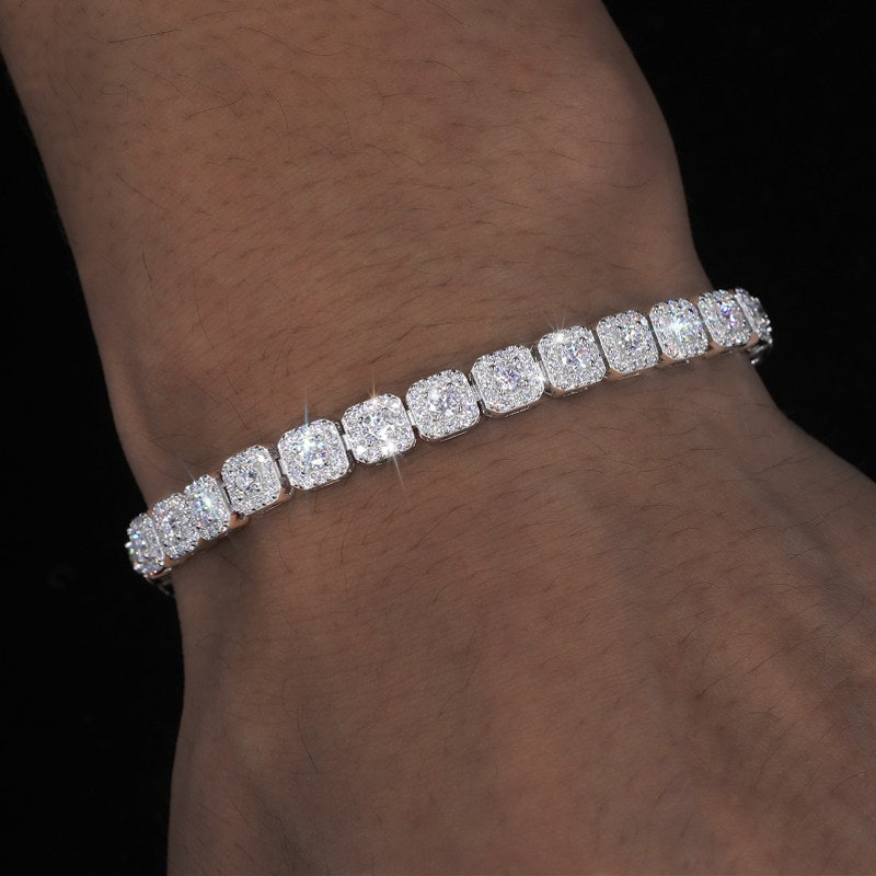 6mm 925S & VVS Moissanite Clustered Halo Tennis Bracelet