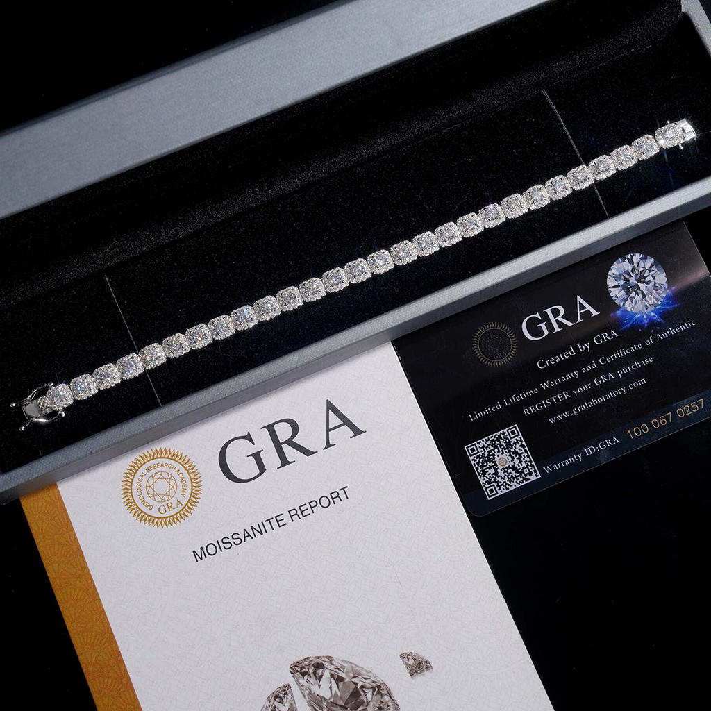 6mm 925S & VVS Moissanite Clustered Halo Tennis Bracelet 6mm 925S & VVS Moissanite Clustered Halo Tennis Bracelet