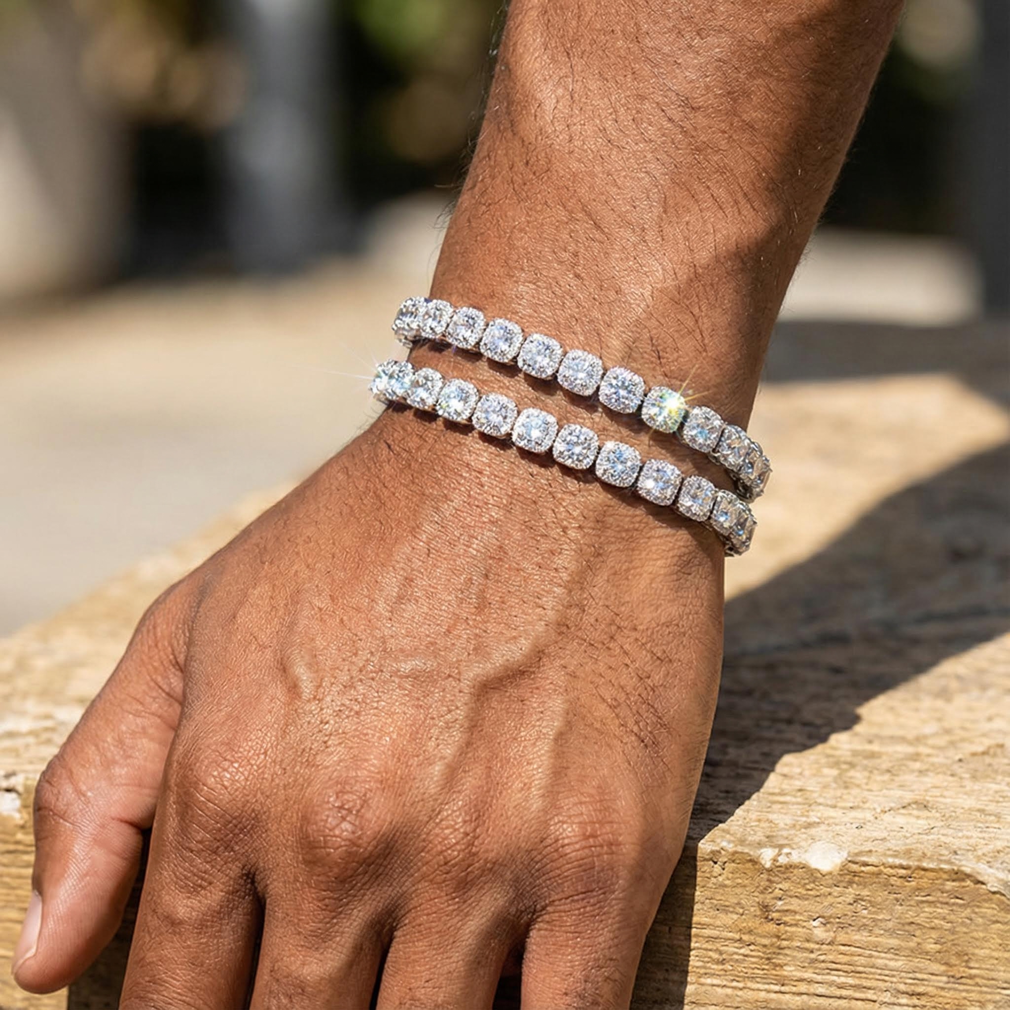 6mm 925S & VVS Moissanite Clustered Halo Tennis Bracelet