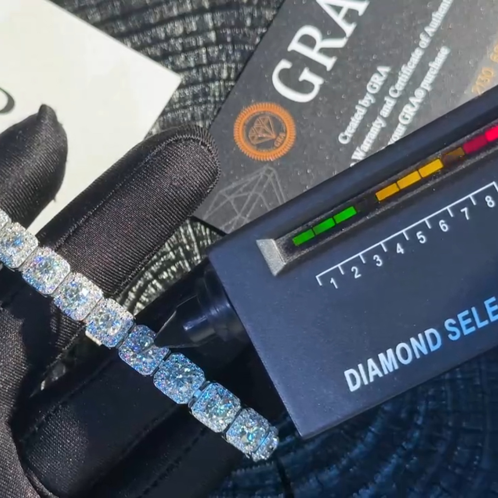 6mm 925S & VVS Moissanite Clustered Halo Tennis Bracelet