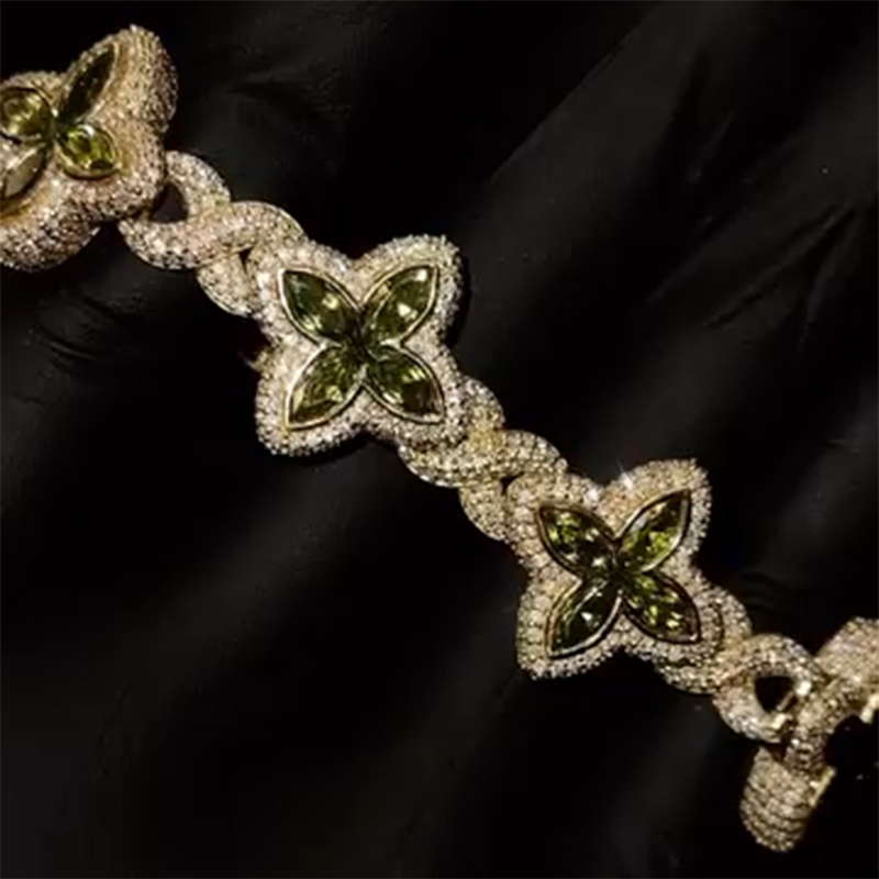 15mm 925S & VVS Moissanite Colorful Clover Bracelet